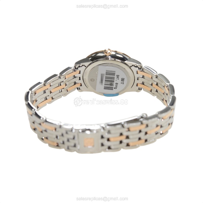 Omega De Ville Replica - Quartz - 18kt Rose Gold Case - White Dial - Gold Steel Strap - View 4