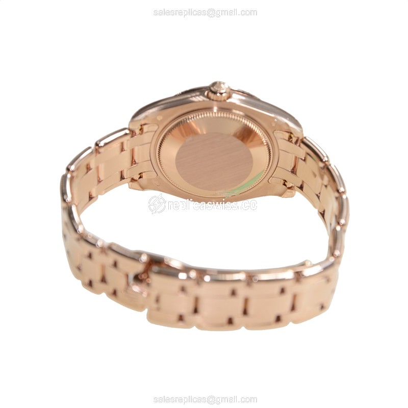 Rolex Lady Datejust Replica - Automatic - 18kt Rose Gold & Steel Case - White Dial - View 4
