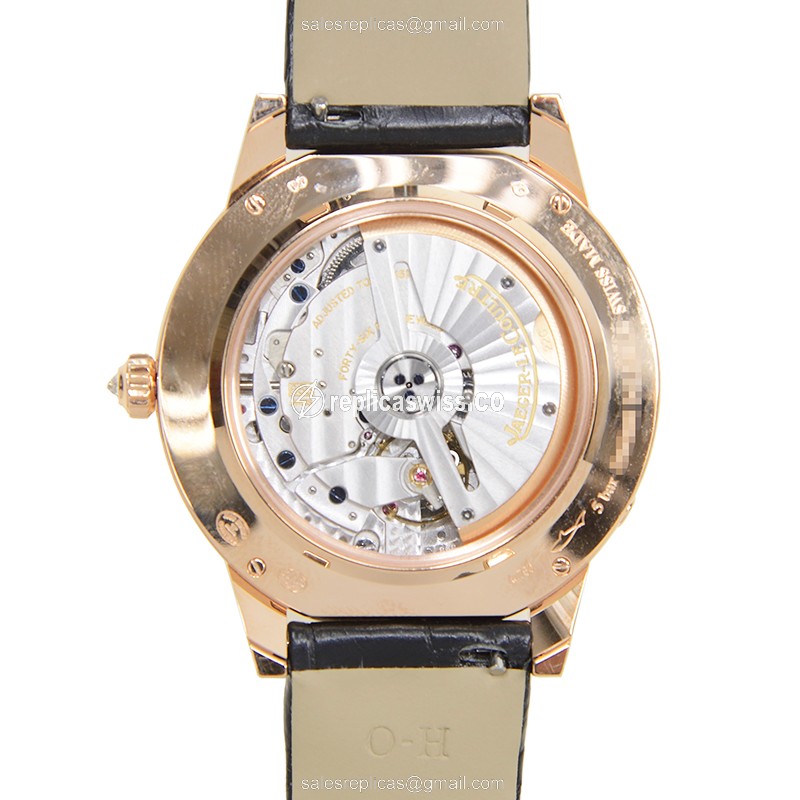 Jaeger-Lecoultre RENDEZ VOUS Replica - Auto 18kt Rose Gold - Diamond Set Silver Dial - Black Alligator Strap - View 3