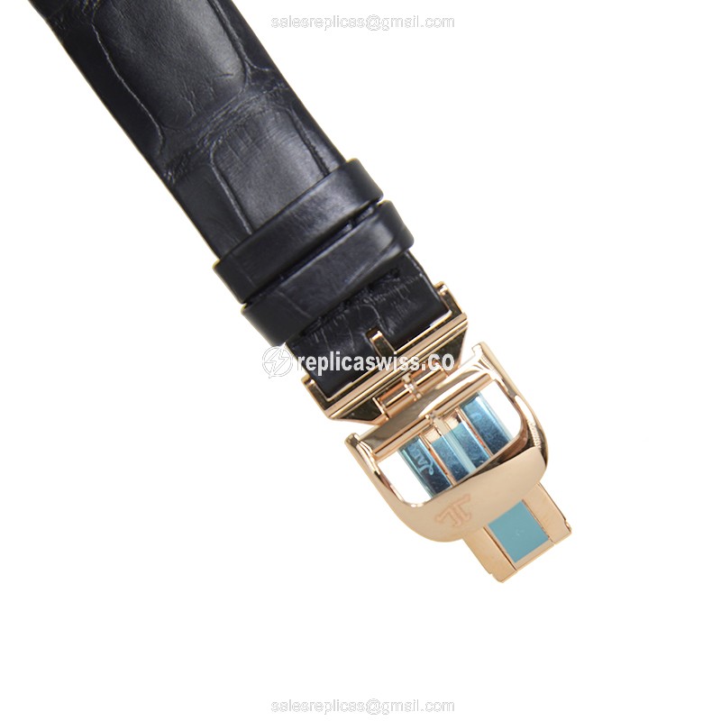 Jaeger-Lecoultre RENDEZ VOUS Replica - Auto 18kt Rose Gold - Diamond Set Silver Dial - Black Alligator Strap - View 4