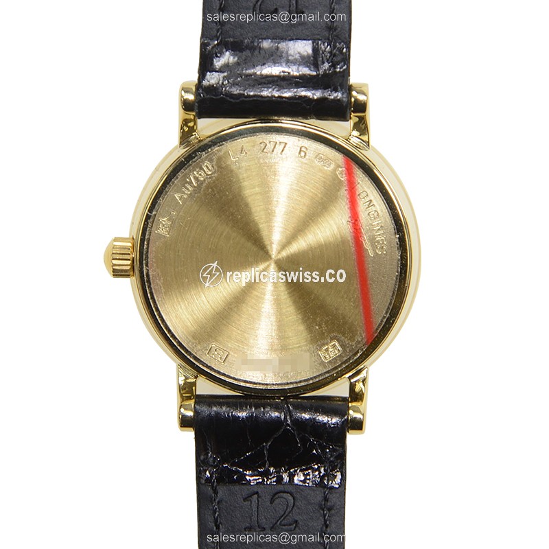 Longines Presence Replica - Quartz - 18kt Yellow Gold - White Dial, Black Buckle Cowhide Strap - View 4