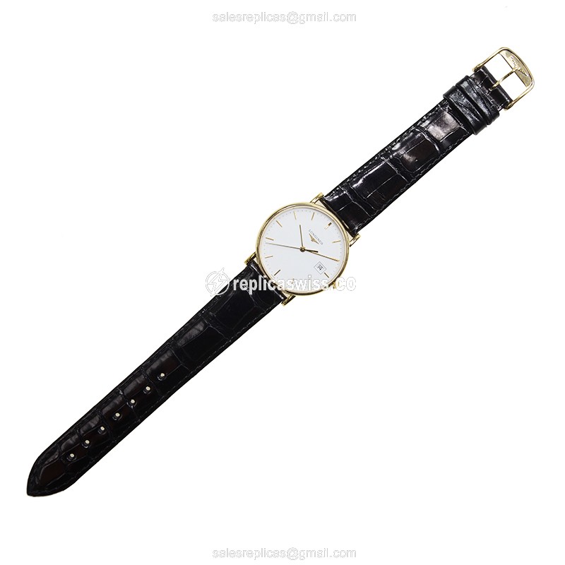 Longines L4.743.6.12.0 Replica - Quartz - 18kt Gold - White Dial, Buckle Clasp - View 2