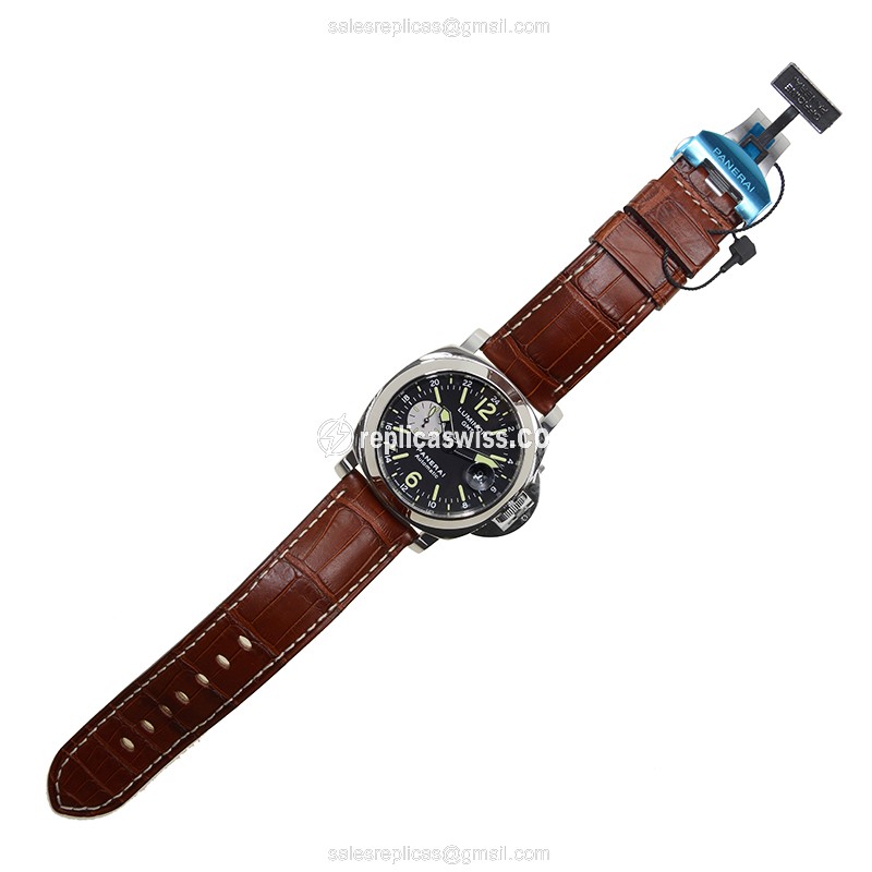 Panerai PAM00088 LUMINOR - Automatic - Steel - Black Dial - Brown Alligator Strap - View 2
