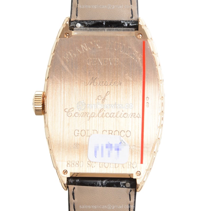 Franck Muller 8880 SC Replica - Automatic - 18kt Rose Gold - Black Croco Alligator Strap - View 3