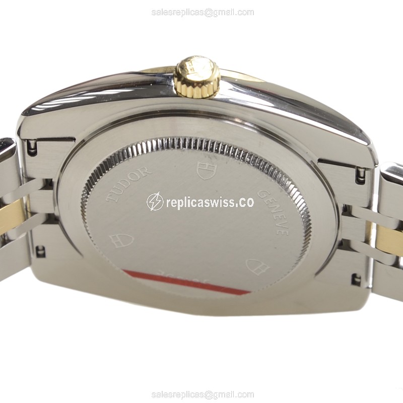 Automatic Tudor Classique Replica - 18kt Gold & Steel - Silver Dial, Clasp - View 4