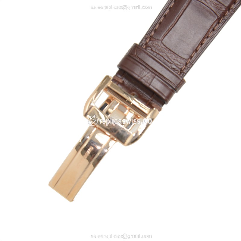 Girard Perregaux 25840-52-111BAED Replica - Automatic - 18kt Rose Gold - White Dial - Leather Brown Strap - View 3