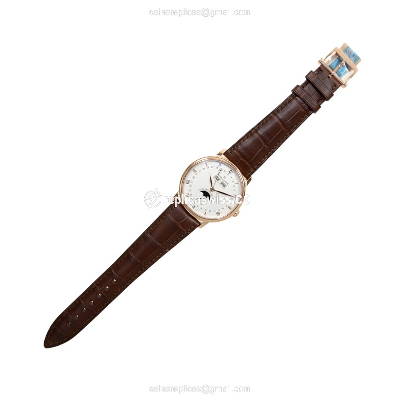 Blancpain Villeret 6263-3642-55B - Automatic 18kt Rose Gold - White Dial - Brown Alligator Strap - View 2