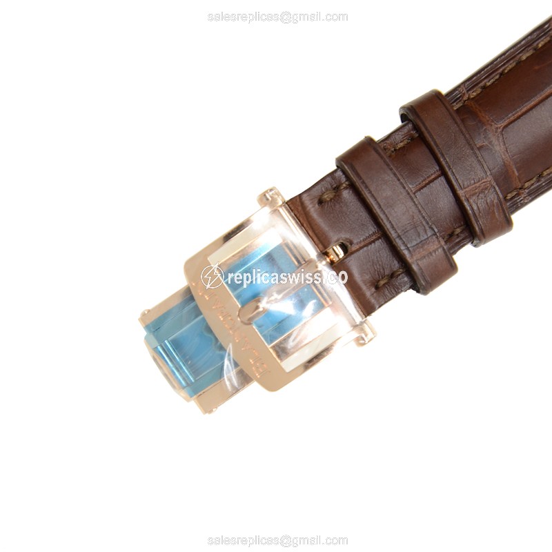 Blancpain Villeret 6263-3642-55B - Automatic 18kt Rose Gold - White Dial - Brown Alligator Strap - View 4