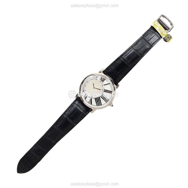 Cartier Rotonde De Cartier Manual - 18kt White Gold - White Dial - Black Alligator Strap - View 2