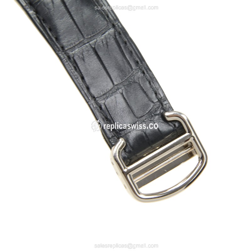 Cartier Rotonde De Cartier Manual - 18kt White Gold - White Dial - Black Alligator Strap - View 4