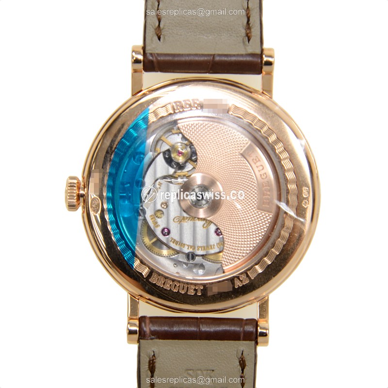 Breguet 8787BR/29/986 Classic - Automatic - 18kt Rose Gold - White Dial - Brown Alligator Strap - View 3