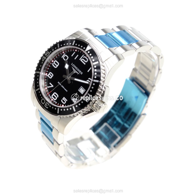 Longines CONQUEST Quartz - Black Dial, Steel Case, Silver Clasp - View 3