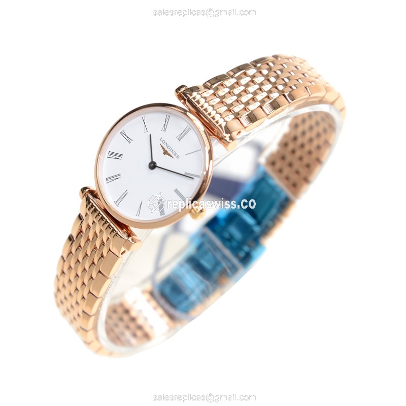 Longines L4.209.1.91.8 Replica - Quartz - PVD Gold Case - White Dial, Gold Strap - View 3
