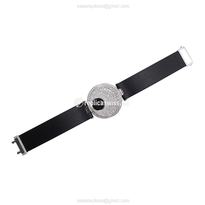 Piaget LIMELIGHT Replica - Quartz - 18kt Gold - Silver Dial - Black Silk Strap - View 3