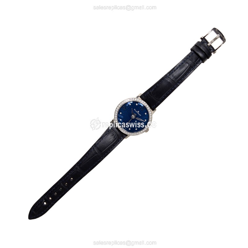 Blancpain 6102C-1929-55A Replica - Automatic - White Gold - Blue Dial - Diamond - Alligator Blue Buckle - View 2
