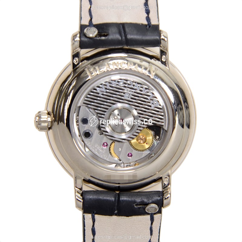 Blancpain 6102C-1929-55A Replica - Automatic - White Gold - Blue Dial - Diamond - Alligator Blue Buckle - View 3