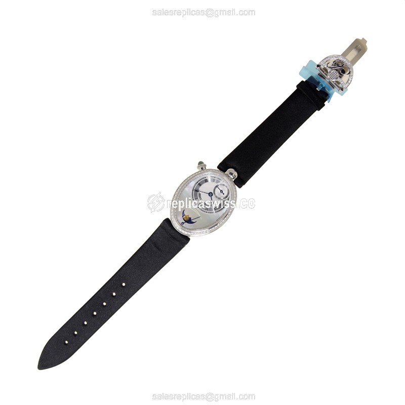 Breguet Reine De Naples Replica - Automatic - 18kt White Gold - Diamond Dial - Silk Strap - View 2