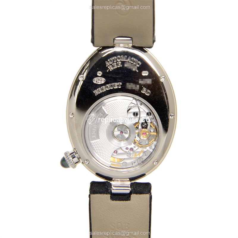 Breguet Reine De Naples Replica - Automatic - 18kt White Gold - Diamond Dial - Silk Strap - View 3