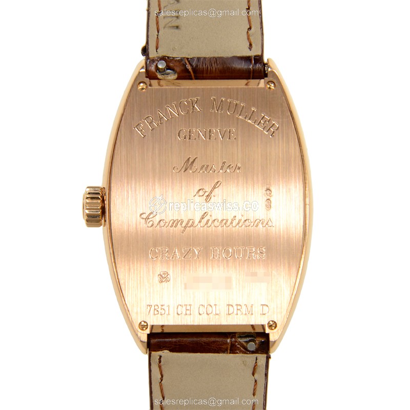 Franck Muller 7851 Replica - Automatic - Rose Gold Case - Diamonds - Silver Dial - View 3