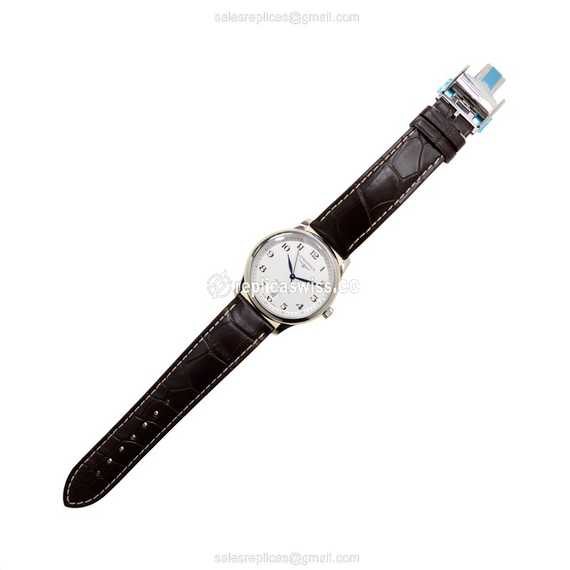 Longines L2.628.4.78.3 Replica - Automatic - Steel Case, Silver Dial, Brown Alligator Strap - View 2