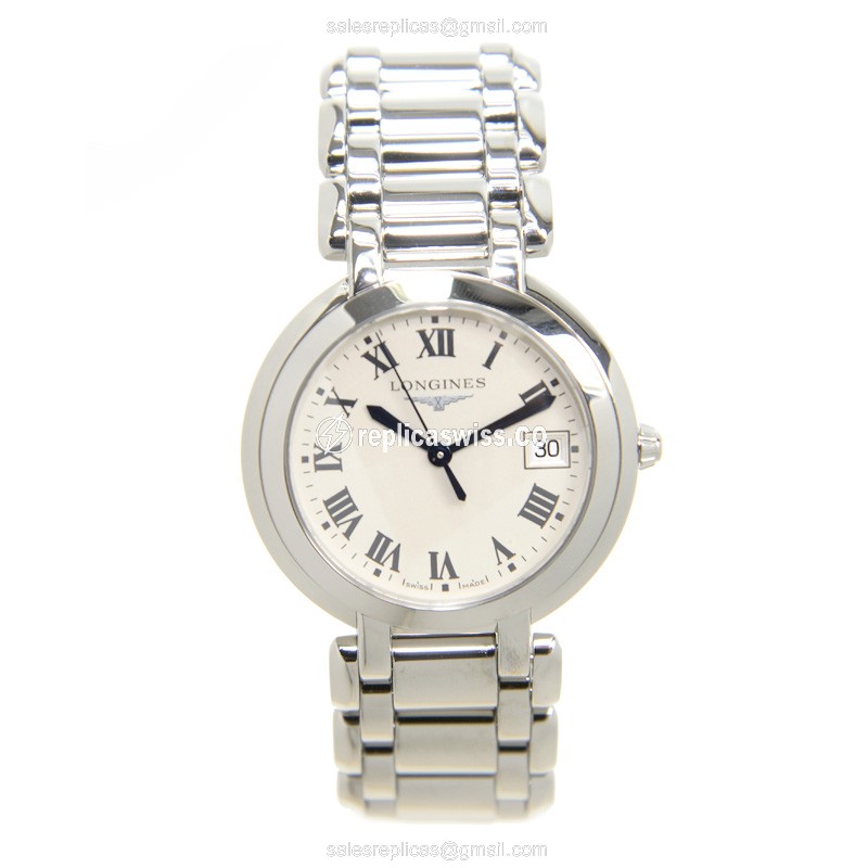 Longines PRIMA LUNA Quartz - Steel Case, Silver Dial on Silver Steel - View 2