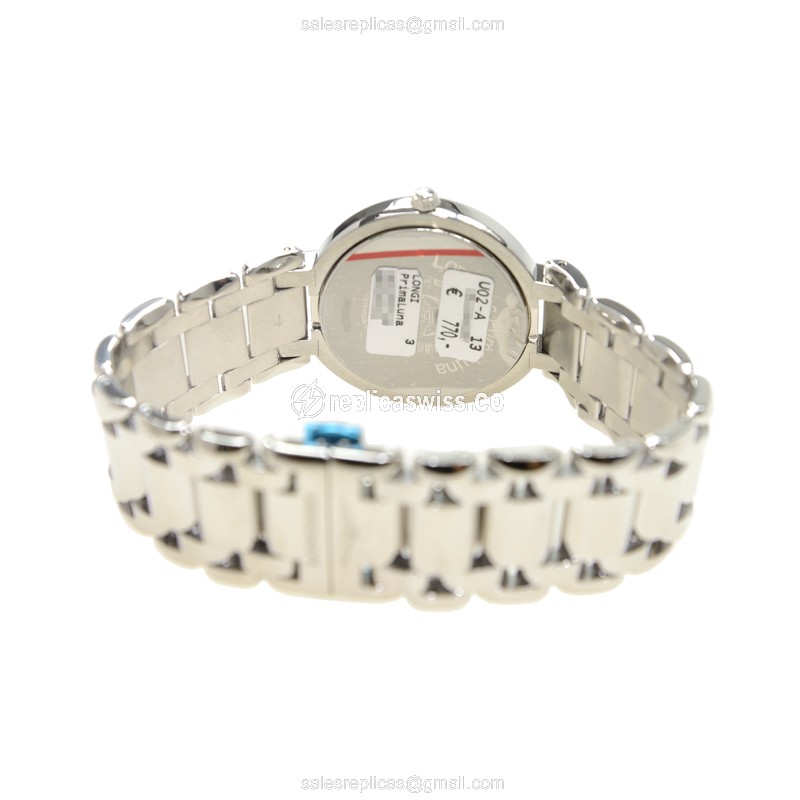 Longines PRIMA LUNA Quartz - Steel Case, Silver Dial on Silver Steel - View 4