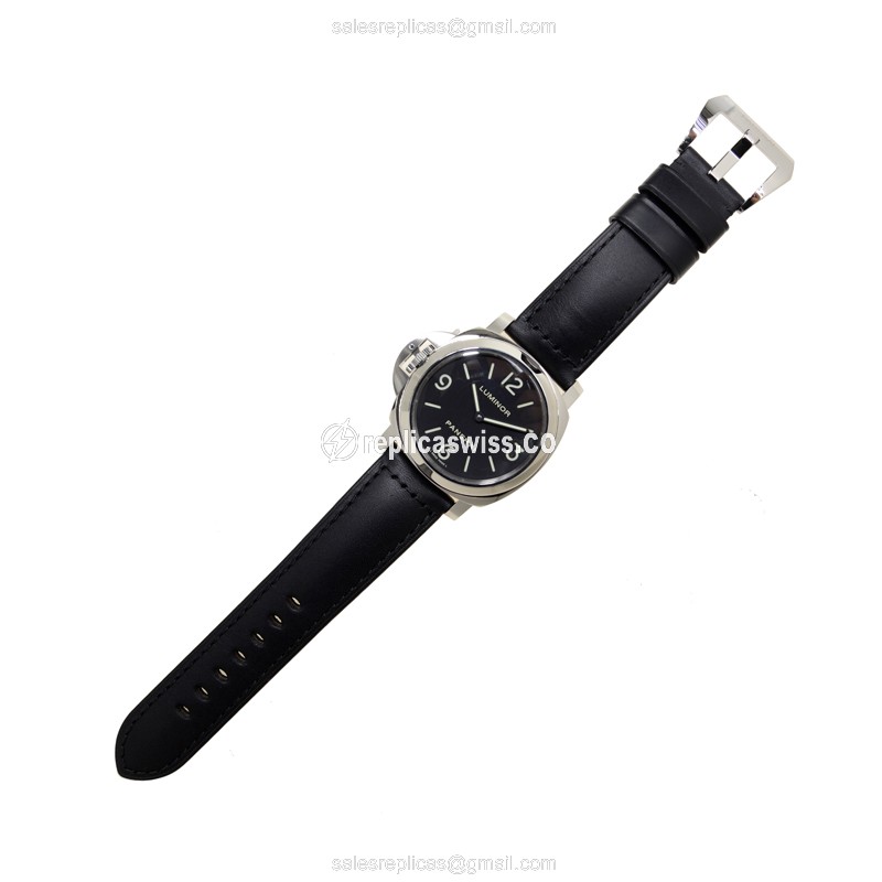 Panerai PAM00219 LUMINOR - Manual Wind - Steel Case - Black Dial - Black Cowhide - Buckle Clasp - View 2