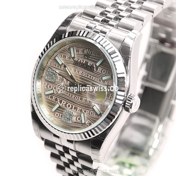 Rolex Datejust Replica: Automatic | Pink Dial | Clasp - Silver Strap - View 3