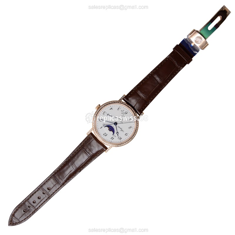 Breguet 7788BR/29/9V6/DD00 Replica - Automatic - 18kt Rose Gold - Diamond Dial - Brown Alligator Strap - View 2