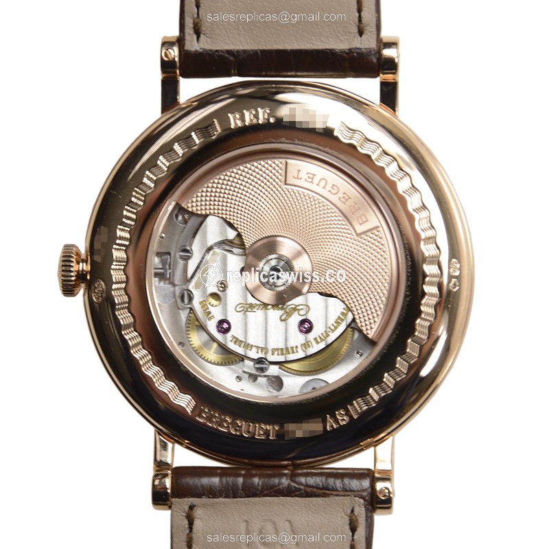 Breguet 7788BR/29/9V6/DD00 Replica - Automatic - 18kt Rose Gold - Diamond Dial - Brown Alligator Strap - View 4
