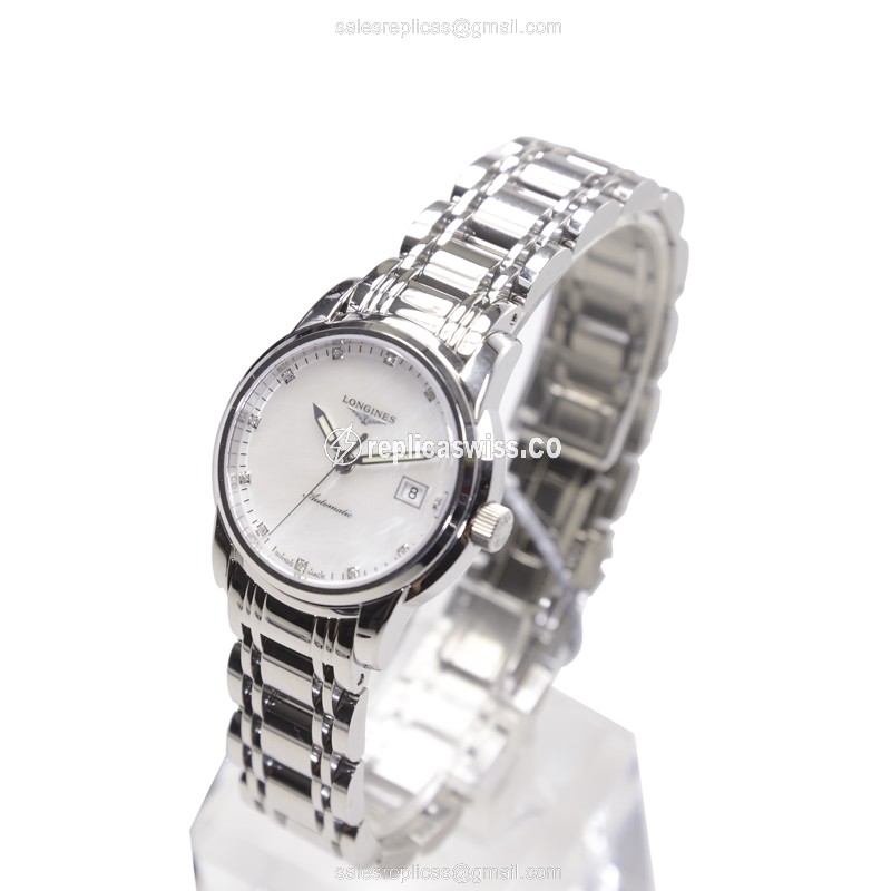 Longines Saint Imier Replica - Automatic - Steel Case - White Dial - Silver Steel Band - View 3