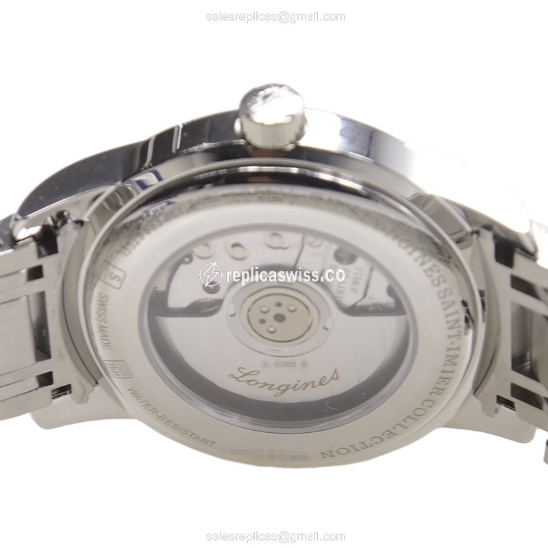 Longines Saint Imier Replica - Automatic - Steel Case - White Dial - Silver Steel Band - View 4