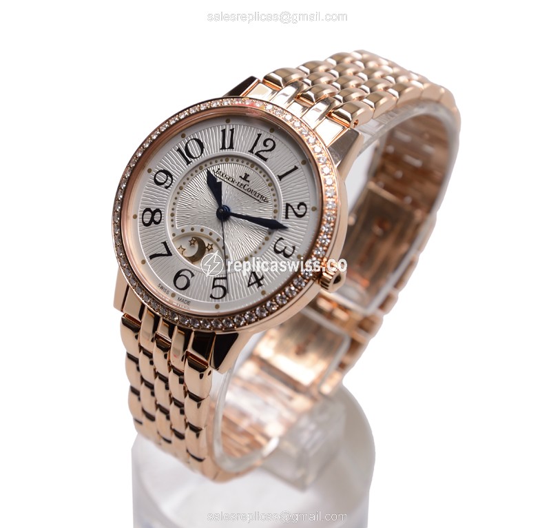 Jaeger-Lecoultre Rendez-Vous Replica - Automatic - 18kt Rose Gold Case - Diamonds - Silver Dial - View 3
