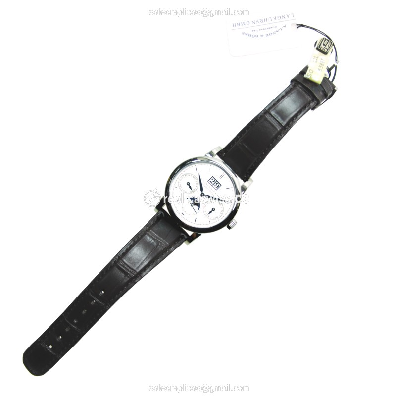 A. Lange & Söhne Saxonia Replica - Automatic - 18kt White Gold - White Dial - Brown Alligator Strap - View 2