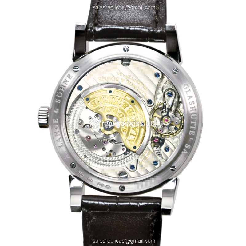 A. Lange & Söhne Saxonia Replica - Automatic - 18kt White Gold - White Dial - Brown Alligator Strap - View 3