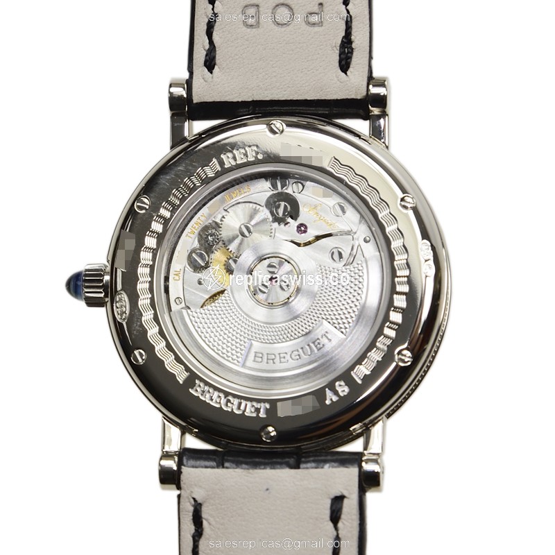Breguet 8067BB/52/964 Replica - Automatic - 18kt White Gold - Silver Dial - Black Alligator Strap - View 3