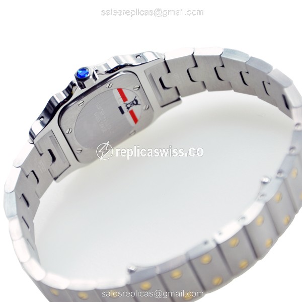 Cartier Santos Quartz Replica - 18kt Gold & Steel - White Dial - Silver Strap - View 4