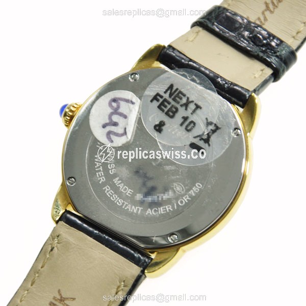 Cartier W6700355 Replica - Quartz - 18kt Gold - White Dial, Black Alligator Strap - View 2