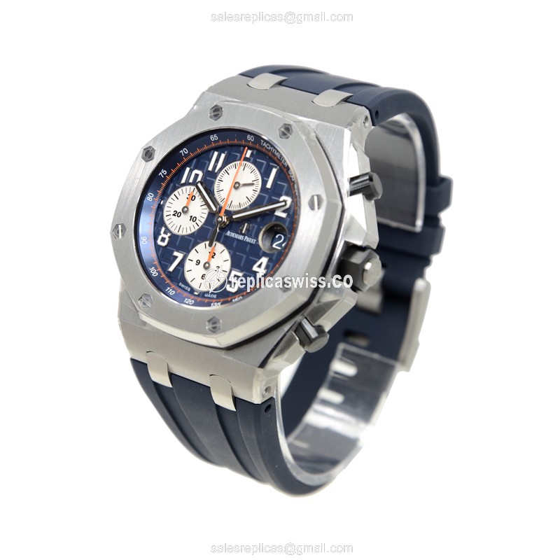 Audemars Piguet Royal Oak Offshore Replica - Automatic - Steel - Blue Dial - Blue Rubber Strap - View 3