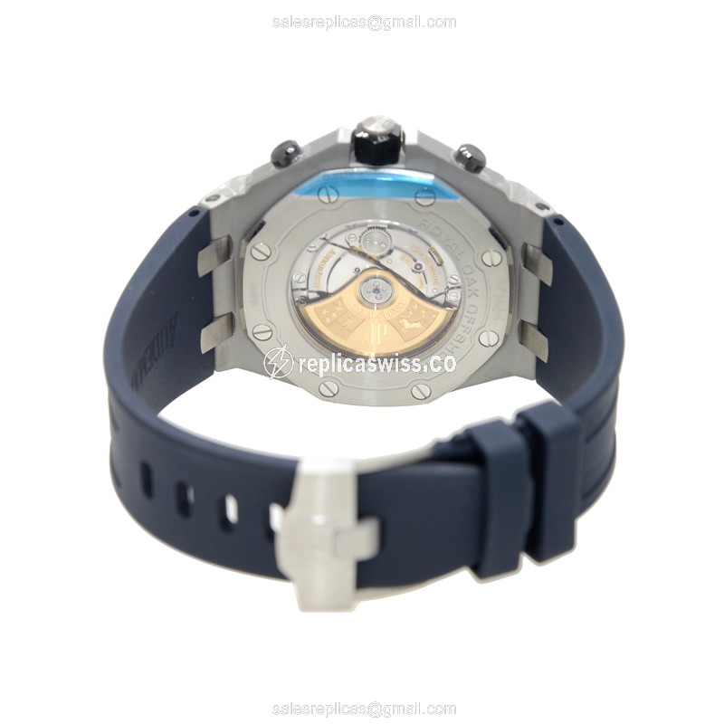 Audemars Piguet Royal Oak Offshore Replica - Automatic - Steel - Blue Dial - Blue Rubber Strap - View 4