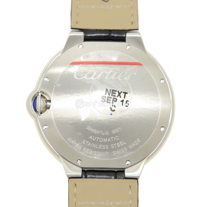 Cartier Ballon Bleu Replica - Automatic - Steel Case - Silver Dial - Black Alligator Strap - View 4