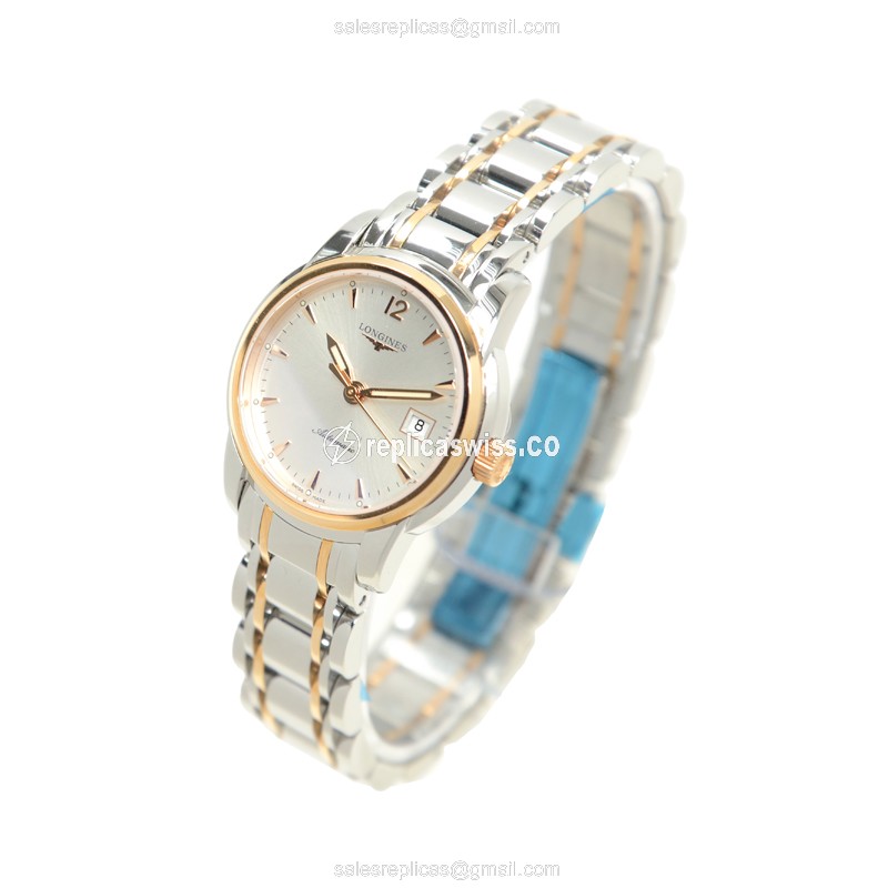 Longines SAINT IMIER Replica - Automatic - 18kt Rose Gold & Steel - Silver Dial - Clasp - View 3