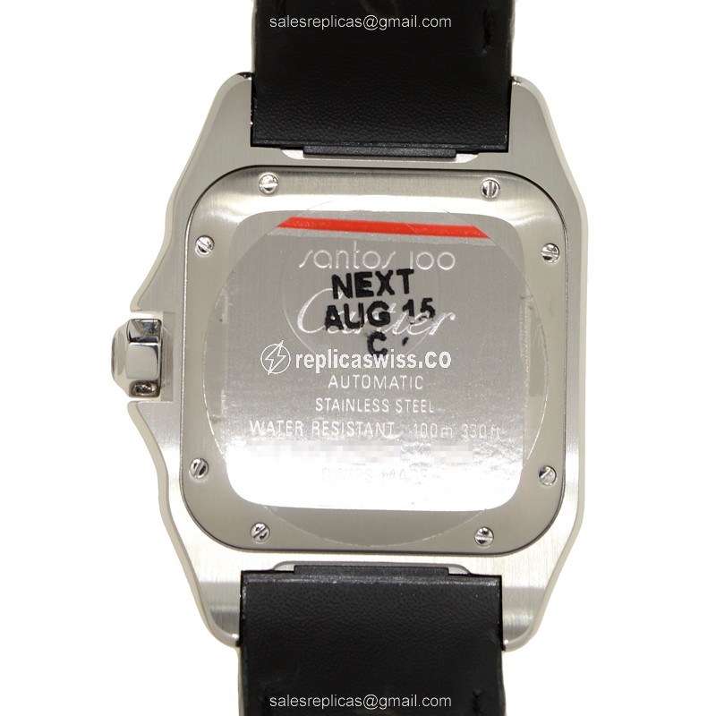 Cartier Santos Replica - Automatic - Steel Case - White Dial - Black Alligator Strap - View 4