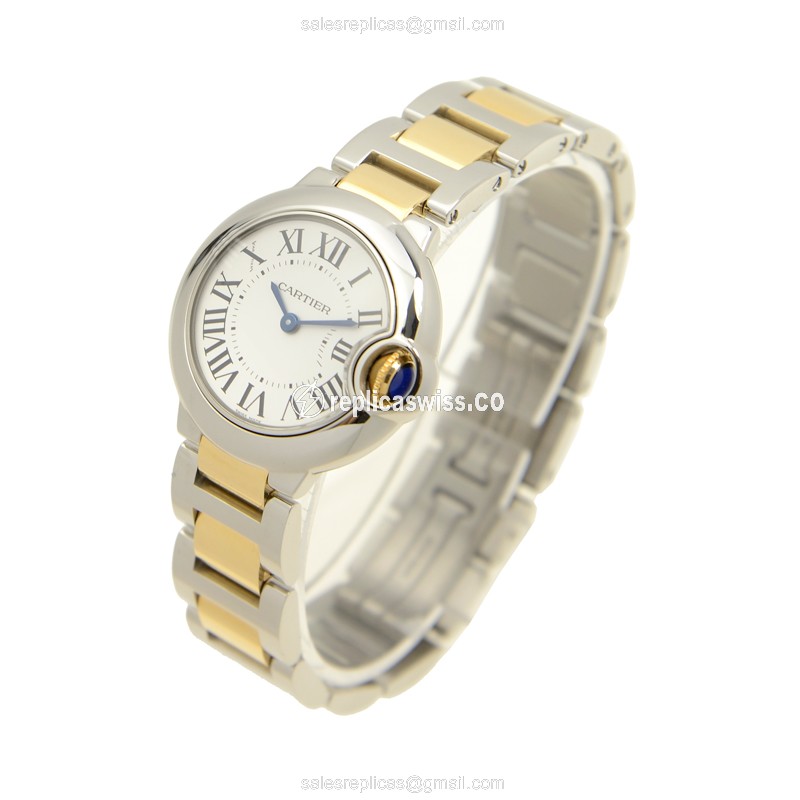 Cartier Ballon Bleu Quartz - White Dial - 18kt Steel - Silver Strap - View 3