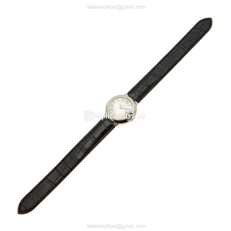 Cartier Ballon Bleu Replica - Quartz - White Dial - Steel Case - Black Alligator Strap - View 2