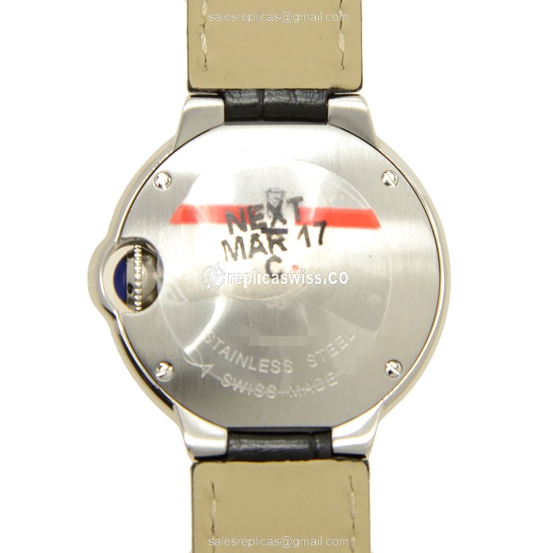 Cartier Ballon Bleu Replica - Quartz - White Dial - Steel Case - Black Alligator Strap - View 3