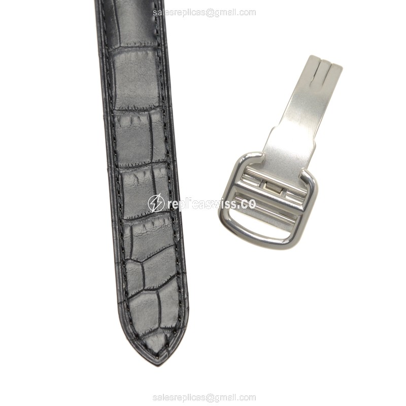 Cartier Ballon Bleu Replica - Quartz - White Dial - Steel Case - Black Alligator Strap - View 4