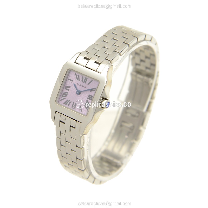 Cartier Santos Quartz - Purple Dial - Steel Case - Silver Strap - View 3