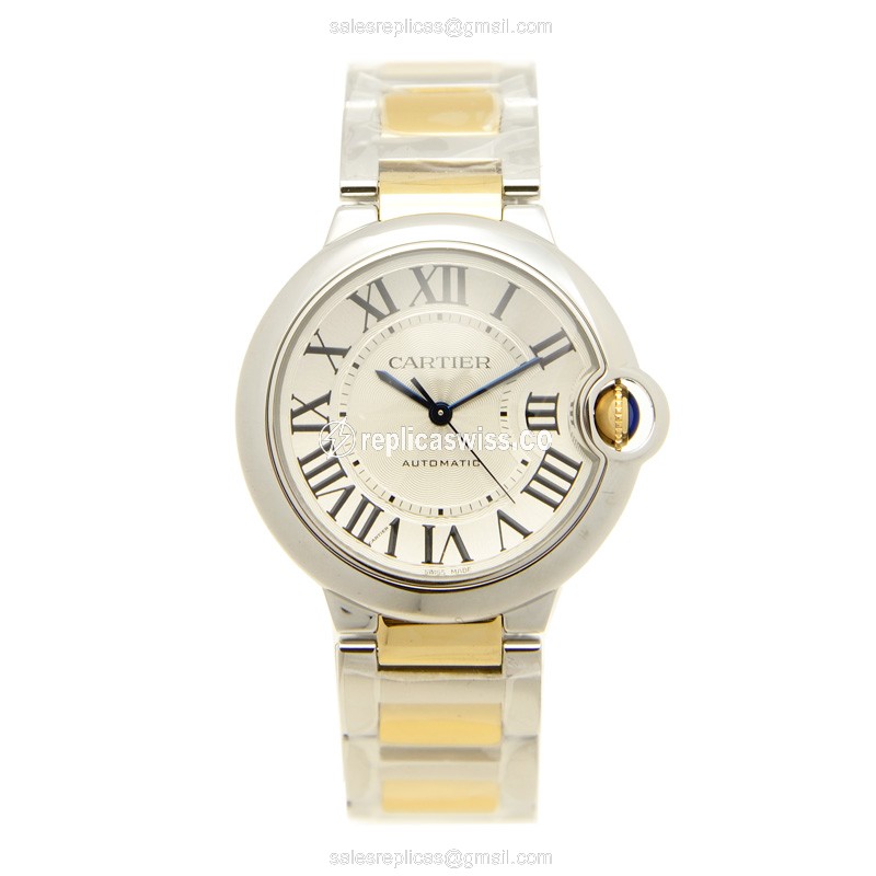 Cartier Ballon Bleu Replica - Automatic - Steel Case - White Dial - Silver Strap - 18kt Steel - View 2