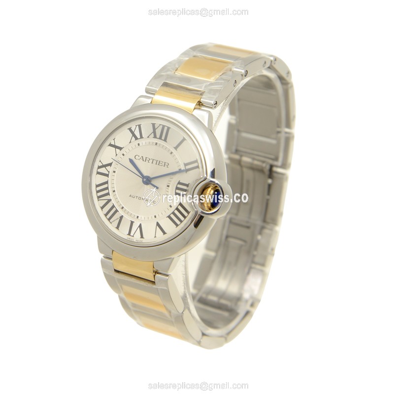 Cartier Ballon Bleu Replica - Automatic - Steel Case - White Dial - Silver Strap - 18kt Steel - View 3